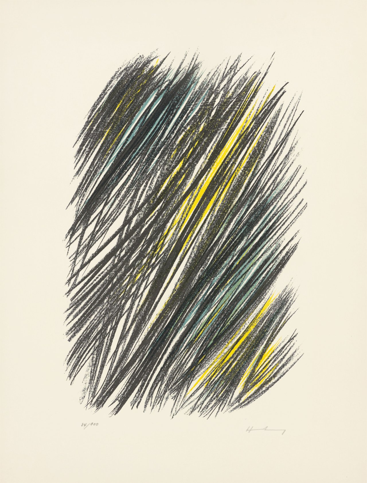 Auf diesem Bild ist das folgende Kunstwerk zu sehen: Hans Hartung. „L-19“. 1957.
