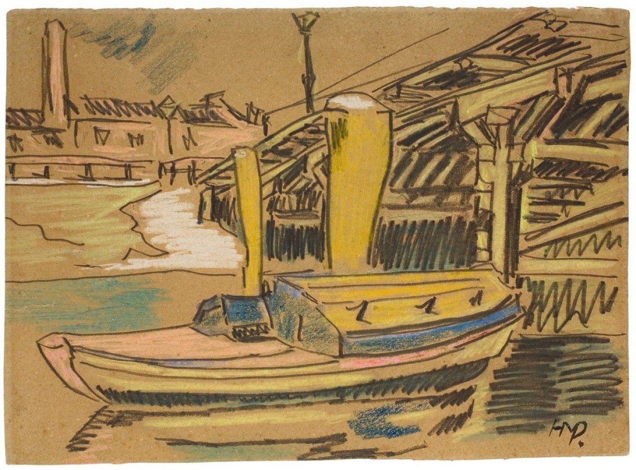 Auf diesem Bild ist das folgende Kunstwerk zu sehen: Max Pechstein. Spreekahn. Um 1908/09.