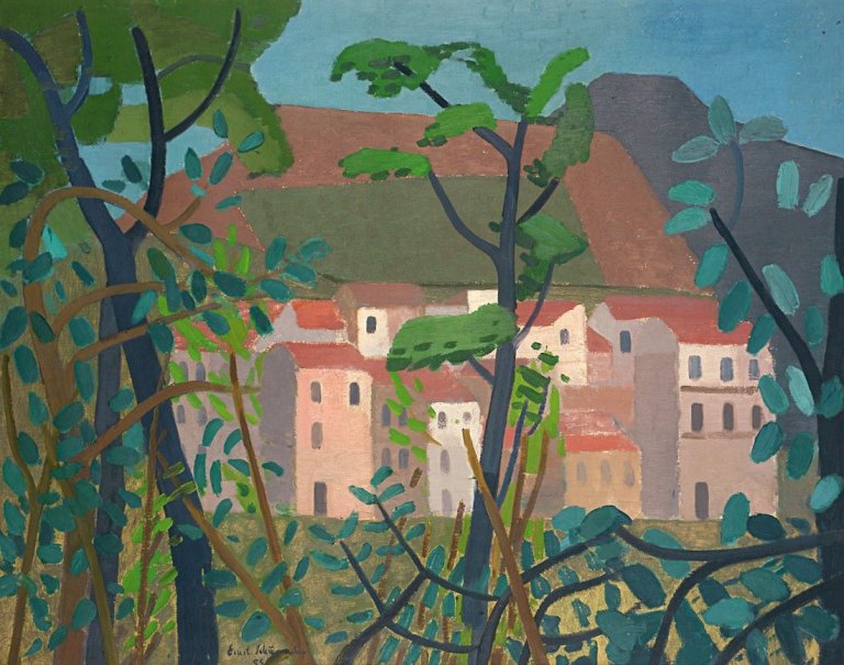 Auf diesem Bild ist das folgende Kunstwerk zu sehen: Ernst Schumacher. „Tessiner Landschaft“. 1955.