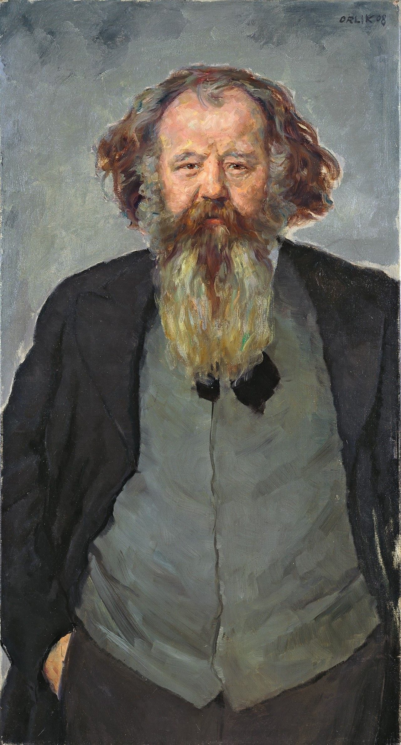 Auf diesem Bild ist das folgende Kunstwerk zu sehen: Emil Orlik. Bildnis Hermann Bahr. 1908.