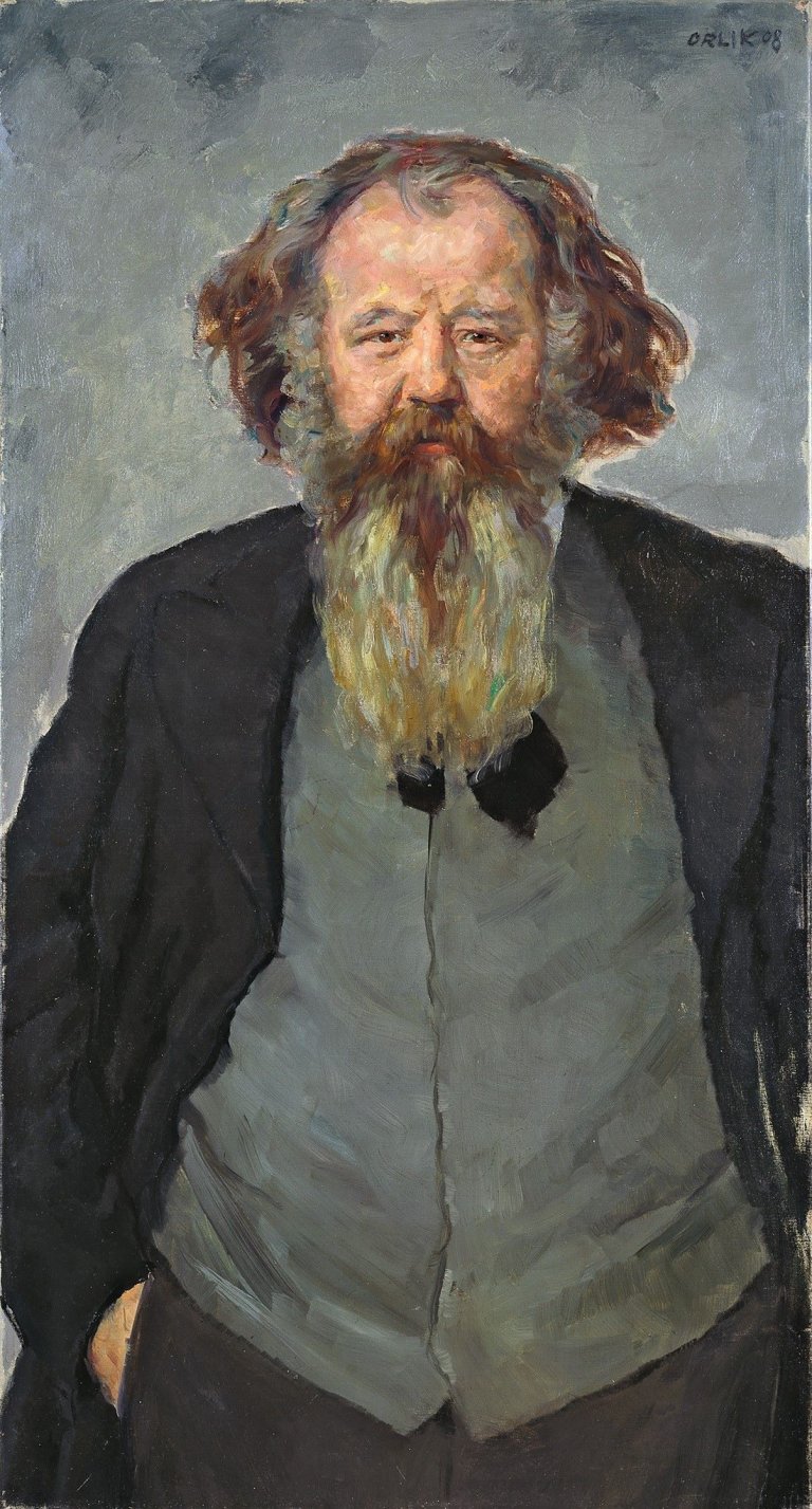 Auf diesem Bild ist das folgende Kunstwerk zu sehen: Emil Orlik. Bildnis Hermann Bahr. 1908.
