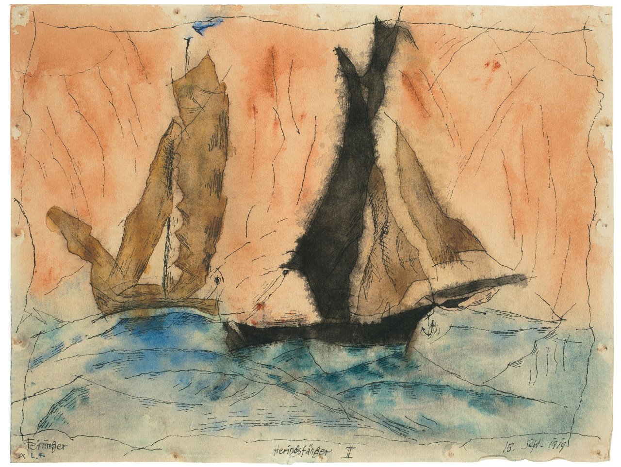 This picture shows the following artwork: Lyonel Feininger. „Heringsfänger II“. 1919.