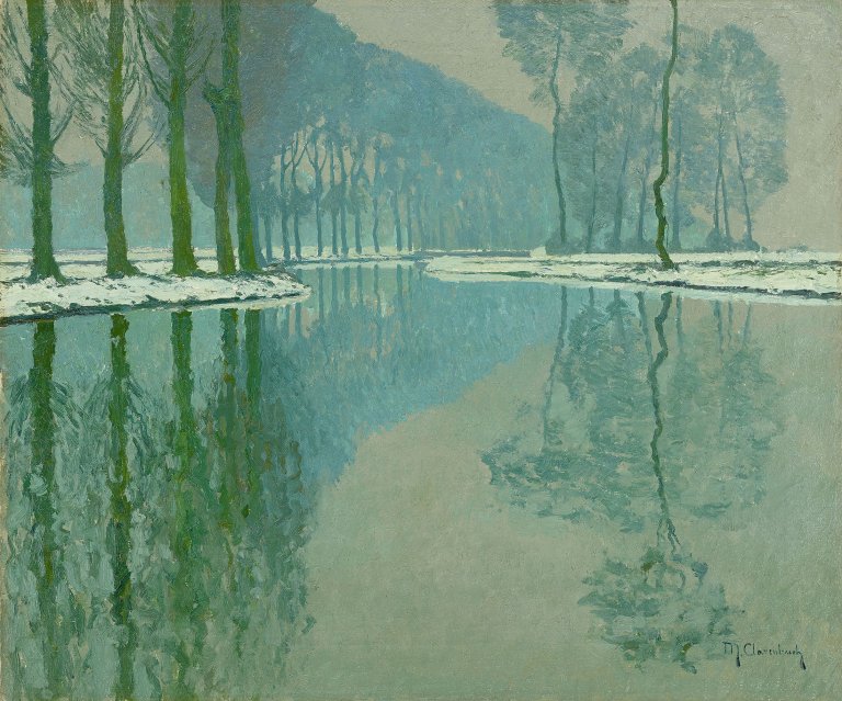 Auf diesem Bild ist das folgende Kunstwerk zu sehen: Max Clarenbach. „Winter an der Erft“.