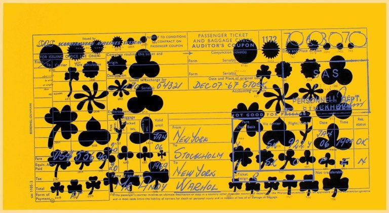 This picture shows the following artwork: Andy Warhol. „SAS Passenger Ticket“. 1968.