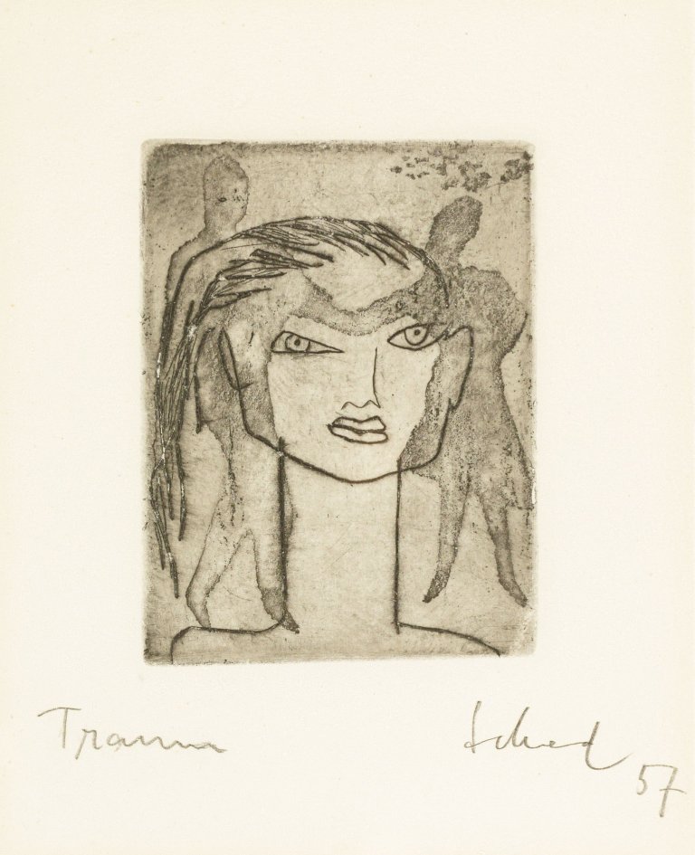 Auf diesem Bild ist das folgende Kunstwerk zu sehen: Christian Schad. „Traum“ / „Felicitas 2“ / „Sidi Bou Said“. 1957 / 1969 / 1965.