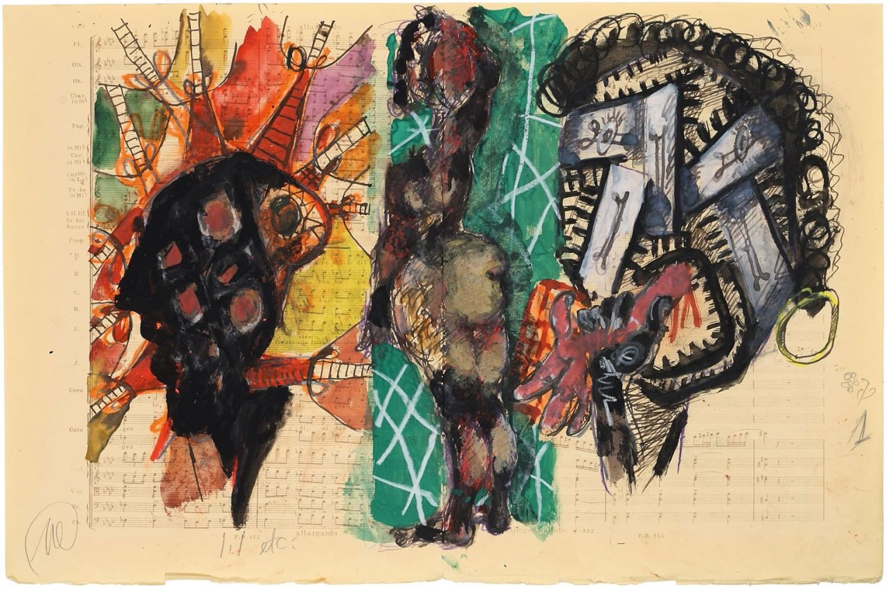 Auf diesem Bild ist das folgende Kunstwerk zu sehen: Markus Lüpertz. „Jago, Desdemona und Otello“. 1996.