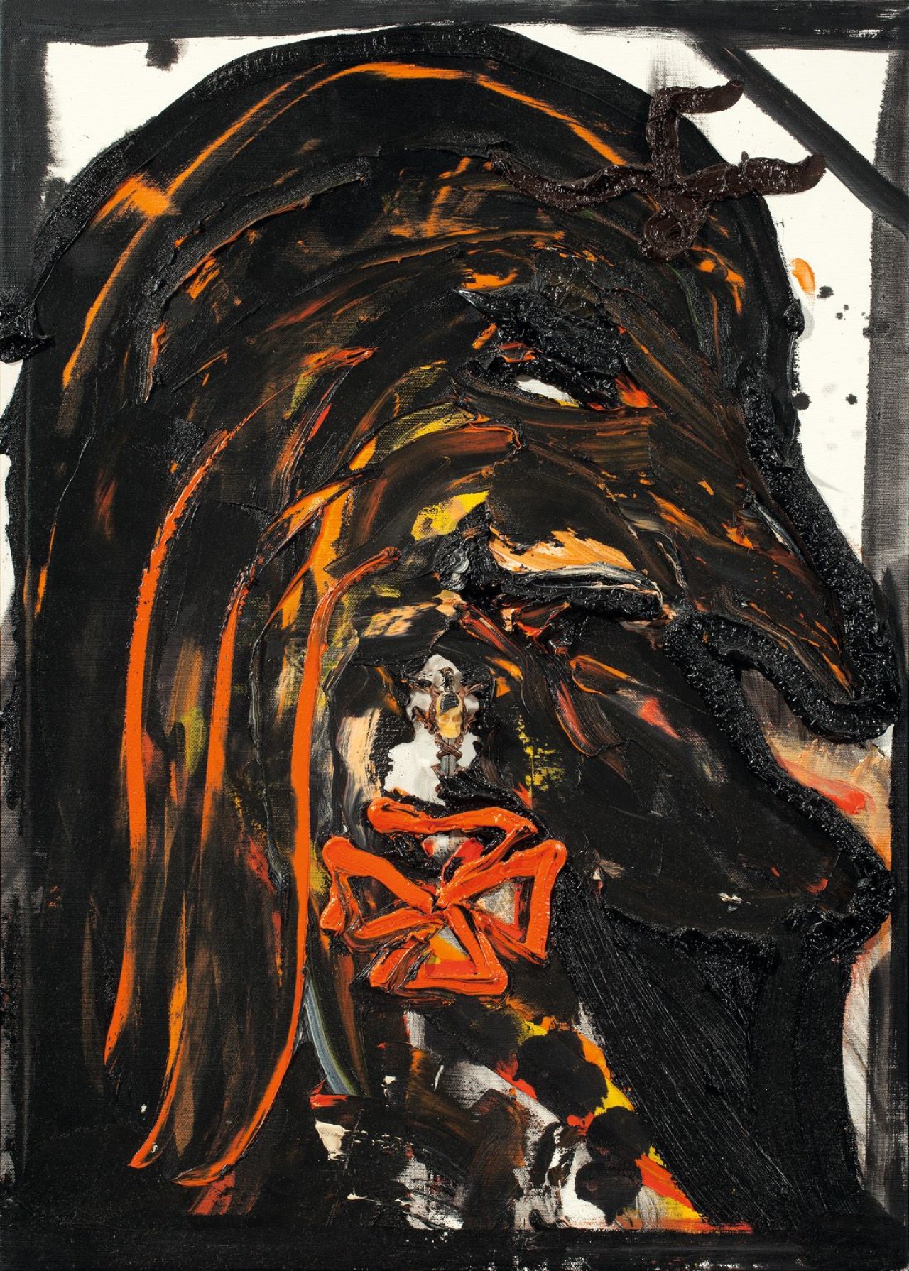 Auf diesem Bild ist das folgende Kunstwerk zu sehen: Jonathan Meese. „Die Flugechsengouvernante Maulo“. 2004.
