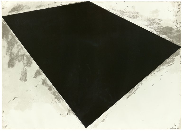 Auf diesem Bild ist das folgende Kunstwerk zu sehen: Richard Serra. Untitled (Philip Glass Poster). 1972.