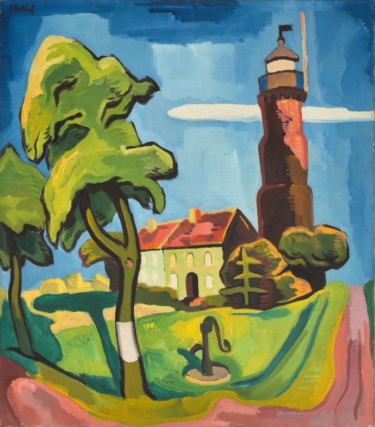 Auf diesem Bild ist das folgende Kunstwerk zu sehen: Karl Schmidt-Rottluff. „Der Leuchtturm“ (Jershöft, Pommern). 1931.