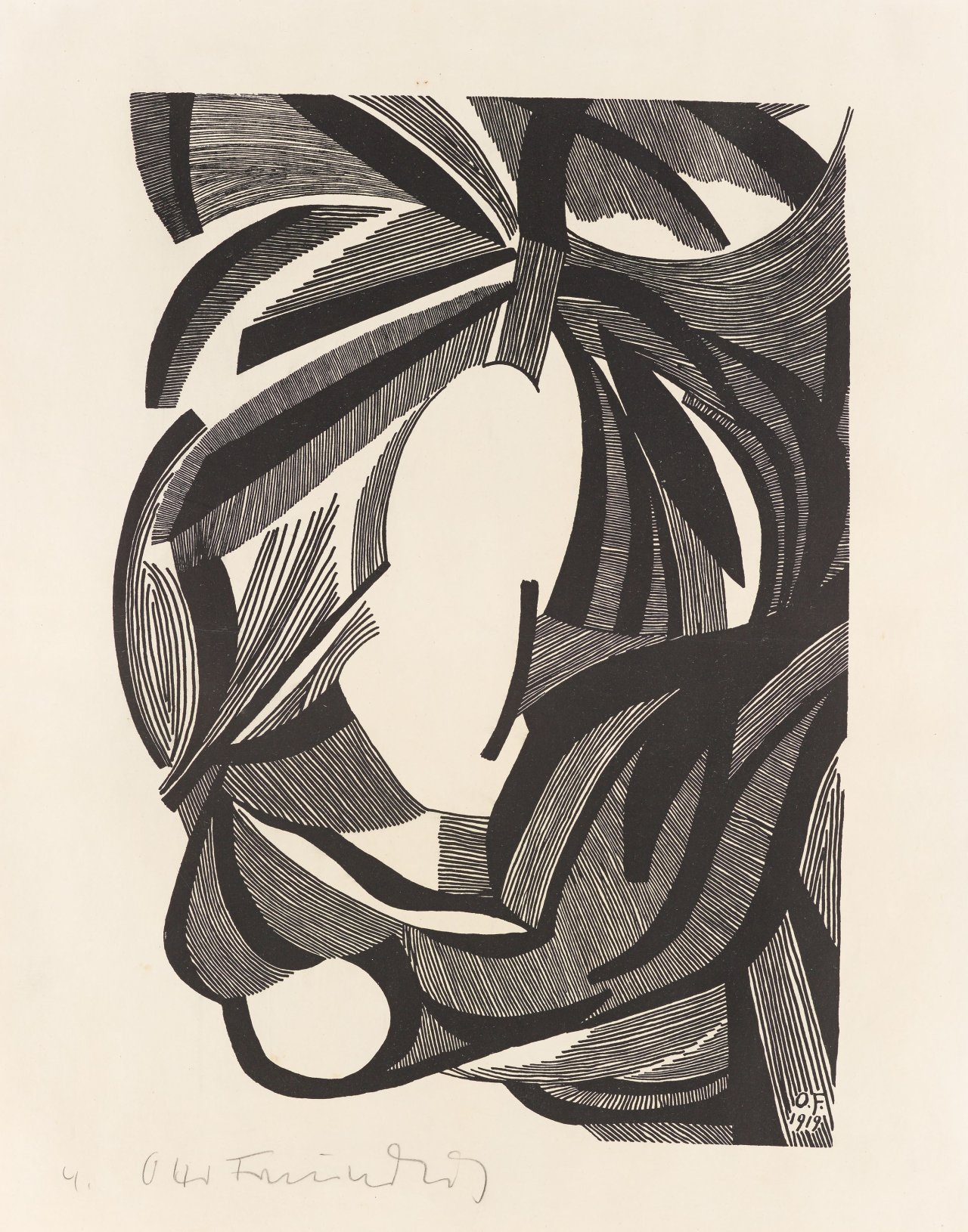 Auf diesem Bild ist das folgende Kunstwerk zu sehen: Otto Freundlich. Aus: „Die Zeichen“. 1919.