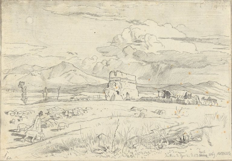 Auf diesem Bild ist das folgende Kunstwerk zu sehen: Albert Venus. „Am Hain der Egeria“. 1869.
