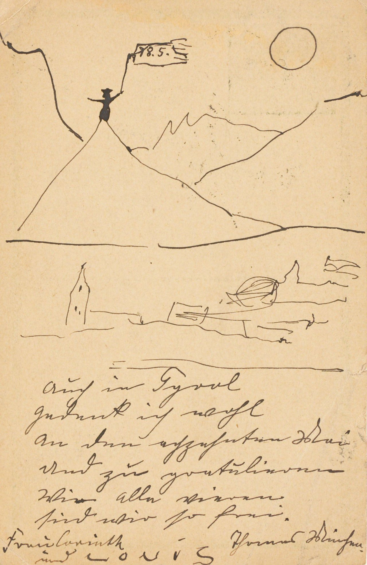 This picture shows the following artwork: Lovis Corinth. Gruß von der Bergspitze. 1910.