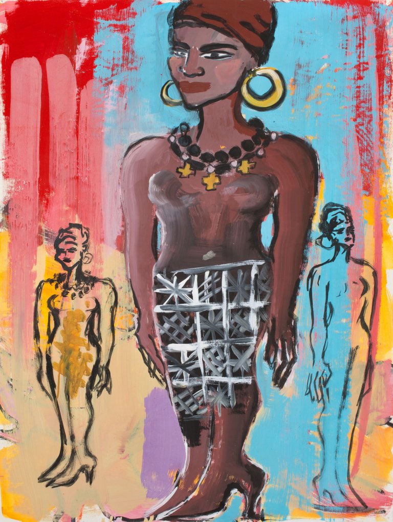 Auf diesem Bild ist das folgende Kunstwerk zu sehen: Elvira Bach. Stehende Figur.