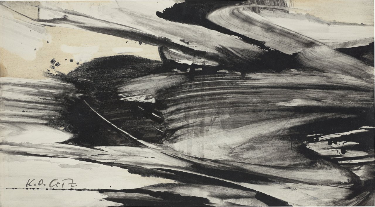 Auf diesem Bild ist das folgende Kunstwerk zu sehen: Karl Otto Götz. Ohne Titel. 1958.