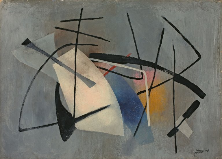 Auf diesem Bild ist das folgende Kunstwerk zu sehen: Fritz Winter. „Komposition Gr“. 1950.
