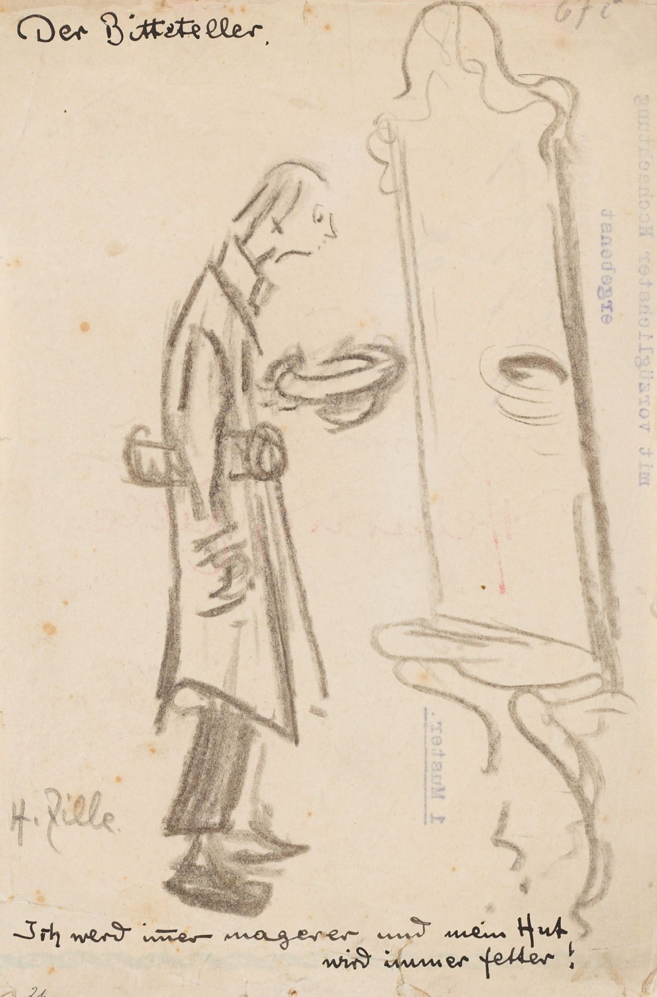 Auf diesem Bild ist das folgende Kunstwerk zu sehen: Heinrich Zille. „Der Bittsteller“.
