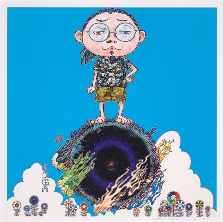 Auf diesem Bild ist das folgende Kunstwerk zu sehen: Takashi Murakami. „Standing on the Bridge Linking Space and Time“. 2014.