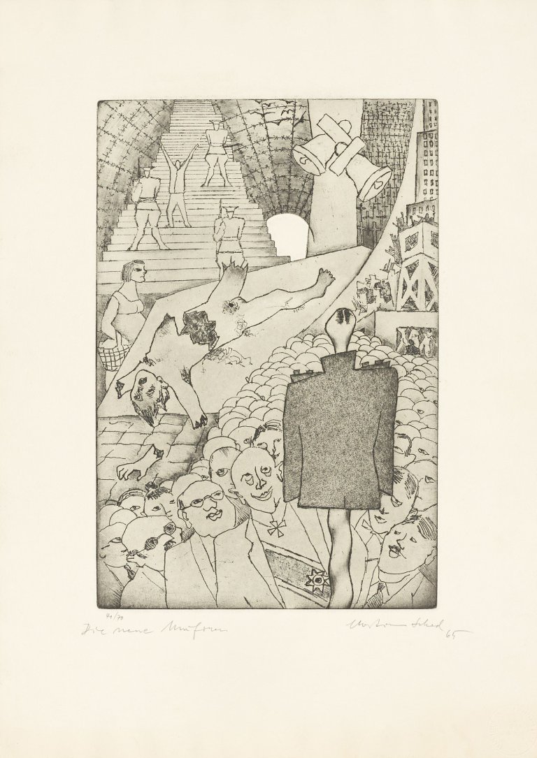 Auf diesem Bild ist das folgende Kunstwerk zu sehen: Christian Schad. „Die neue Uniform“. 1965.