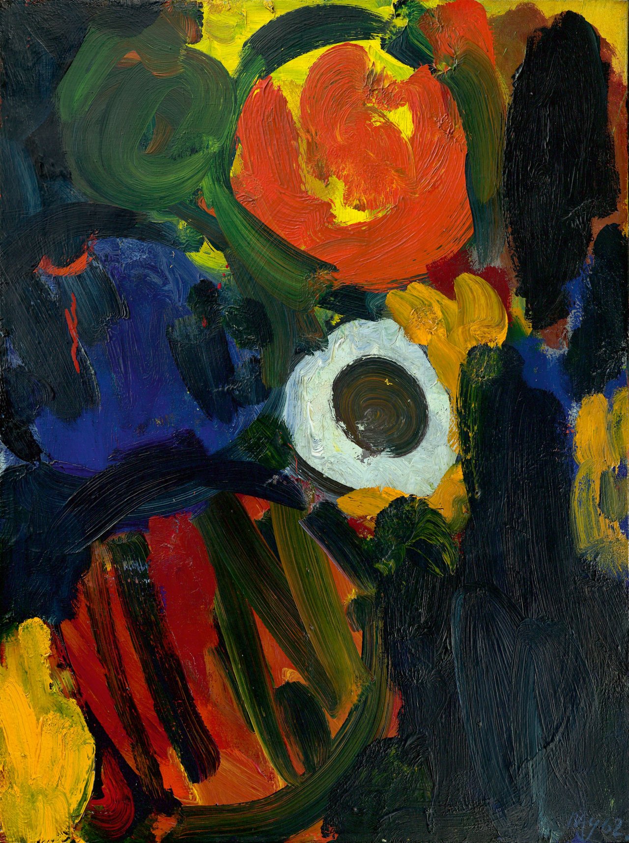 This picture shows the following artwork: Ernst Wilhelm Nay. „Rot in tiefem Klang“. 1962.