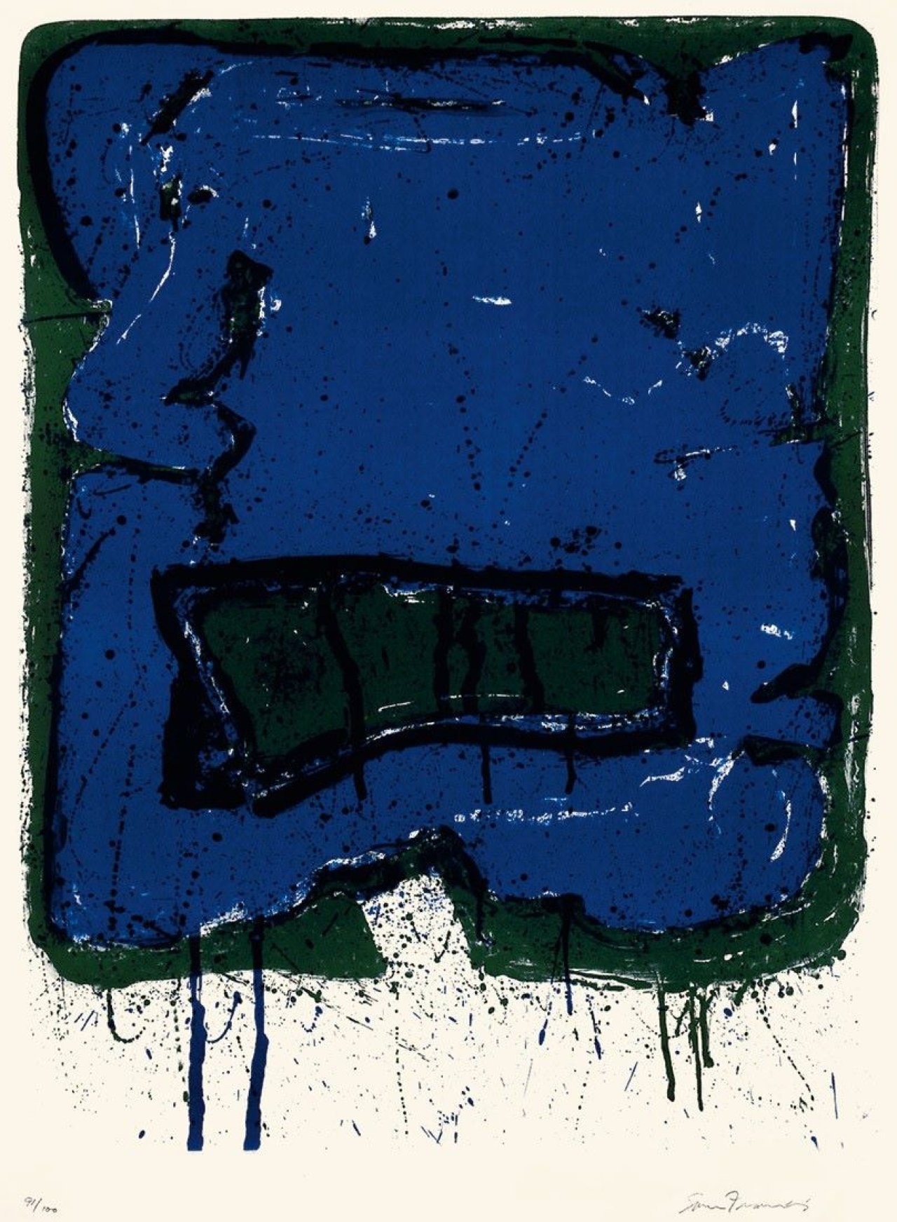 Auf diesem Bild ist das folgende Kunstwerk zu sehen: Sam Francis. „Affiche Kunsthalle Bern“. 1960.