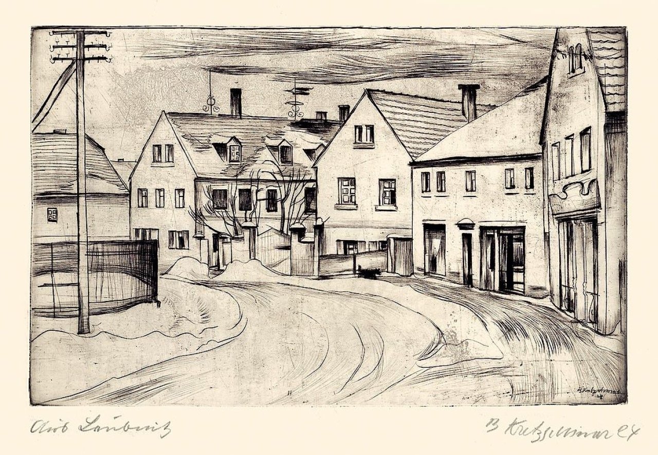 Auf diesem Bild ist das folgende Kunstwerk zu sehen: Bernhard Kretzschmar. „Leubnitz“. 1924.