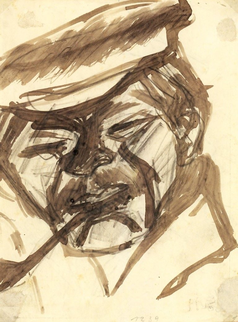 Auf diesem Bild ist das folgende Kunstwerk zu sehen: Max Pechstein. Fischerkopf.