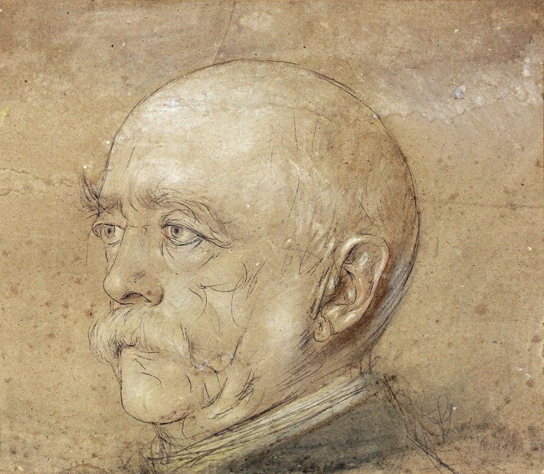 Auf diesem Bild ist das folgende Kunstwerk zu sehen: Franz von Lenbach. Otto Fürst von Bismarck (Kopf nach links). 1890/91.