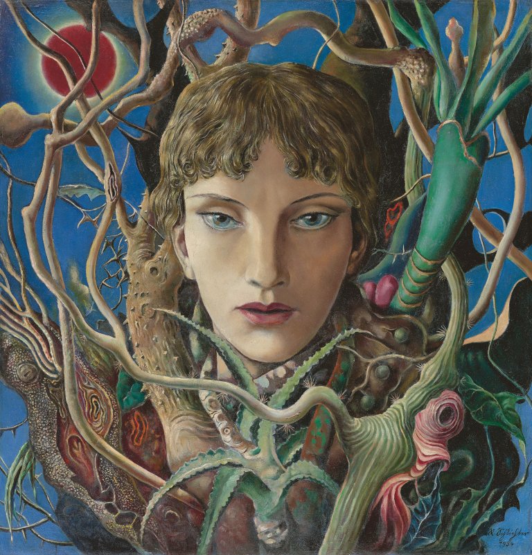 Auf diesem Bild ist das folgende Kunstwerk zu sehen: Rudolf Schlichter. „Jüngling im Geflecht“. 1954.
