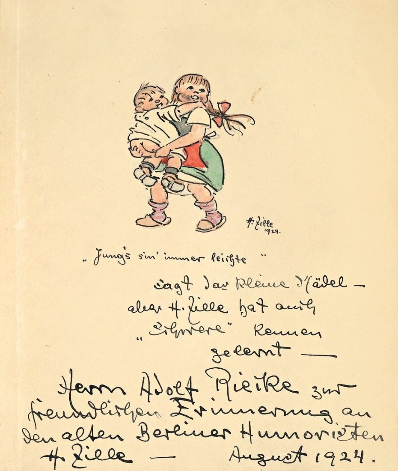 This picture shows the following artwork: Heinrich Zille. „Jung‘s sin‘ immer leichte“. 1924.
