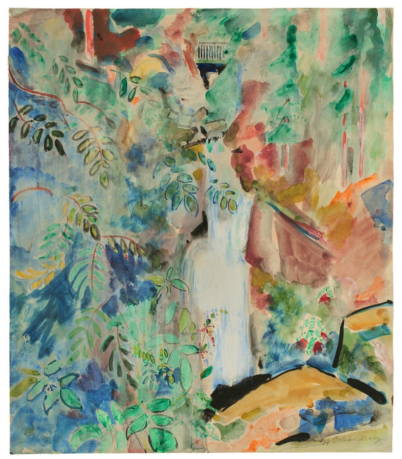 Auf diesem Bild ist das folgende Kunstwerk zu sehen: Oskar Moll. „Wasserfall“ („Wölfelsfall (Glatzer Gebirge)“). 1919.