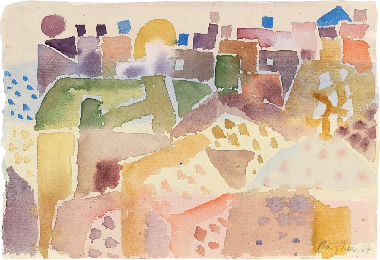 Auf diesem Bild ist das folgende Kunstwerk zu sehen: Eduard Bargheer. „Am Morgen in Forio“. 1964.