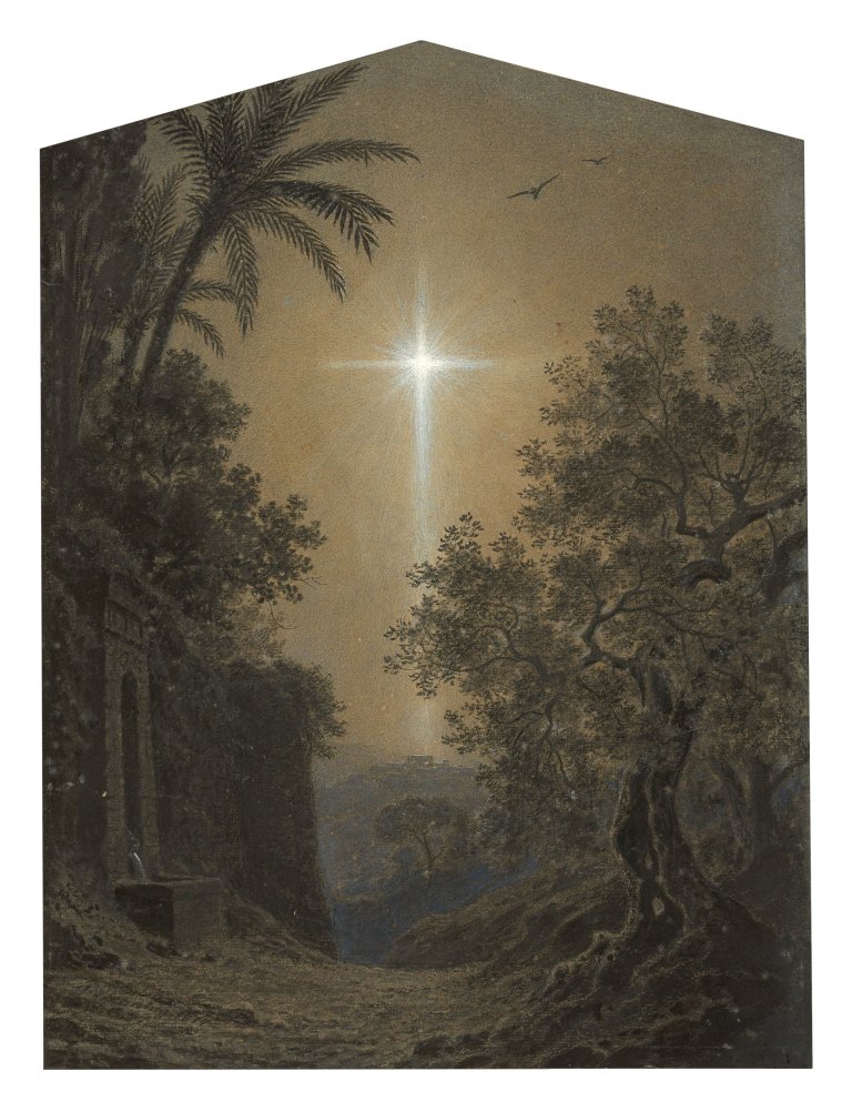 Auf diesem Bild ist das folgende Kunstwerk zu sehen: Adolf Henning. Der Stern von Bethlehem, von Palmyra aus gesehen. 1874.