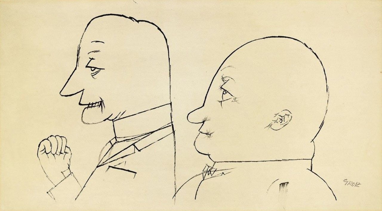 Auf diesem Bild ist das folgende Kunstwerk zu sehen: George Grosz. Germanenköpfe. Um 1920.