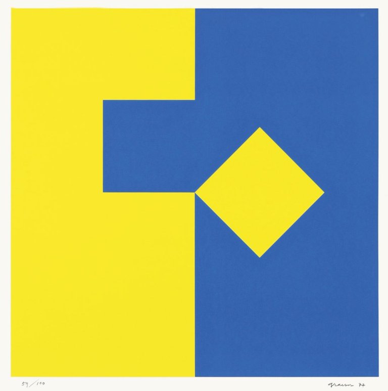 Auf diesem Bild ist das folgende Kunstwerk zu sehen: Camille Graeser. „Disloziertes Quadrat“. 1974.