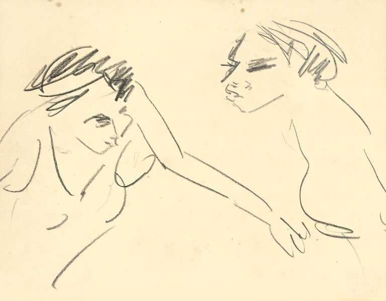 Auf diesem Bild ist das folgende Kunstwerk zu sehen: Ernst Ludwig Kirchner. Figurenstudie. 1910.