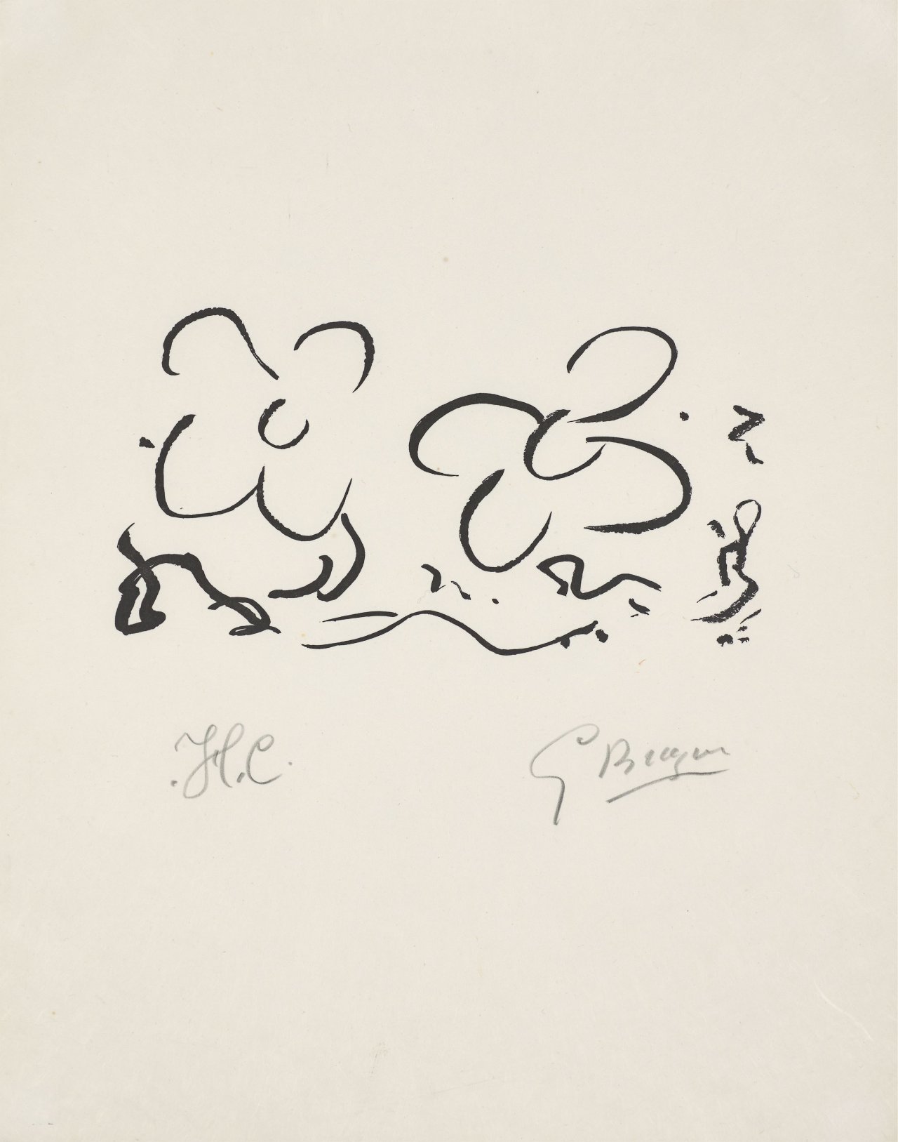 Auf diesem Bild ist das folgende Kunstwerk zu sehen: Georges Braque. Aus: „Si je mourais là-bas“. 1962.
