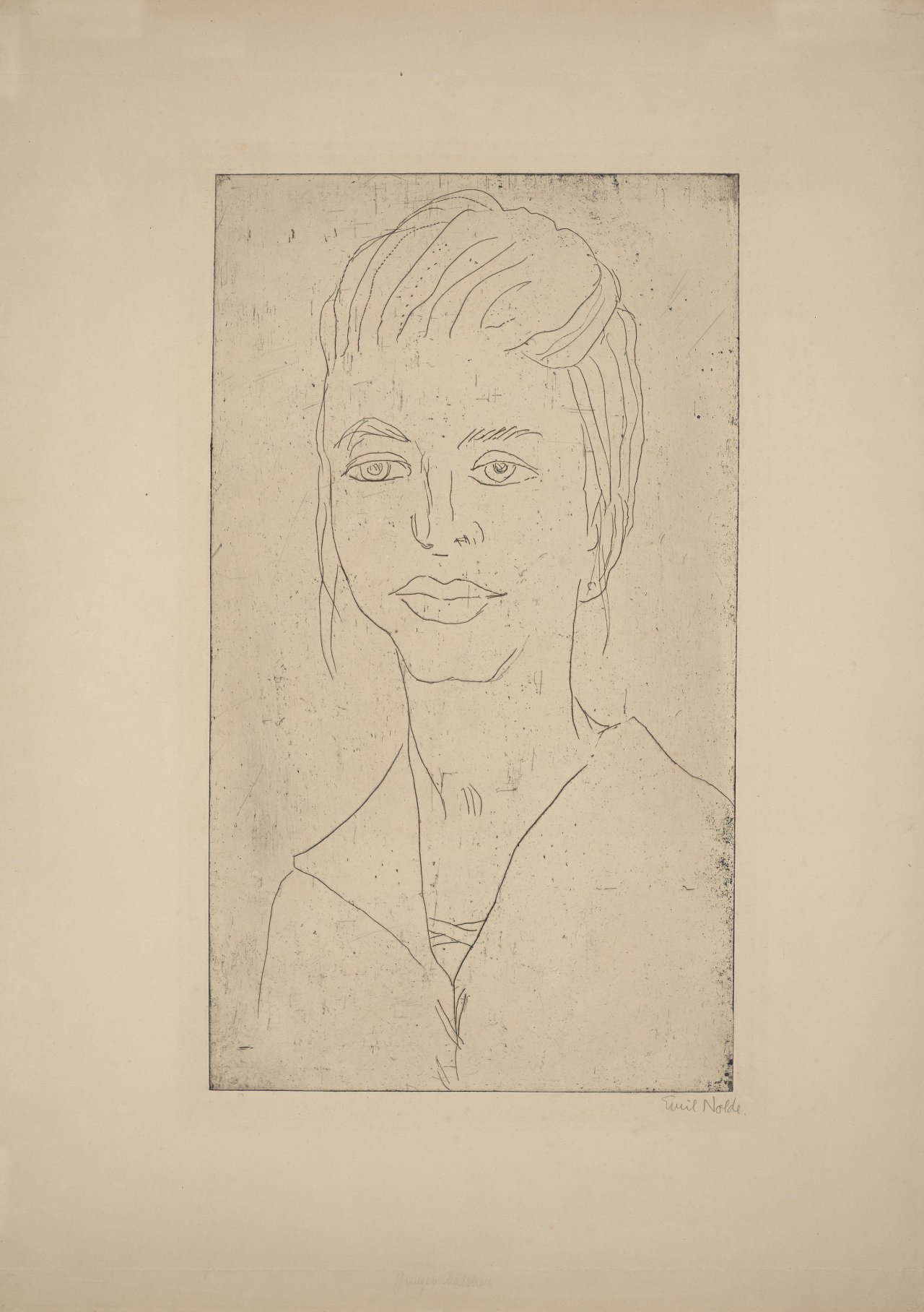 This picture shows the following artwork: Emil Nolde. ”Junges Mädchen”. 1922.