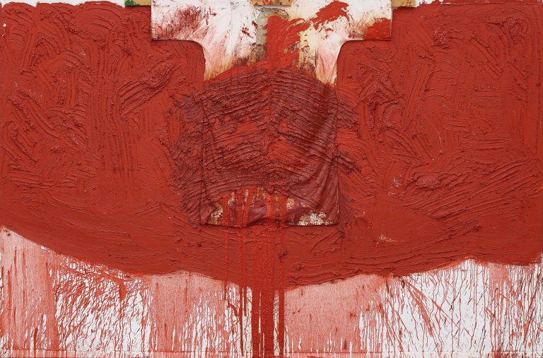 Auf diesem Bild ist das folgende Kunstwerk zu sehen: Hermann Nitsch. Kreuzwegstation. 1992.
