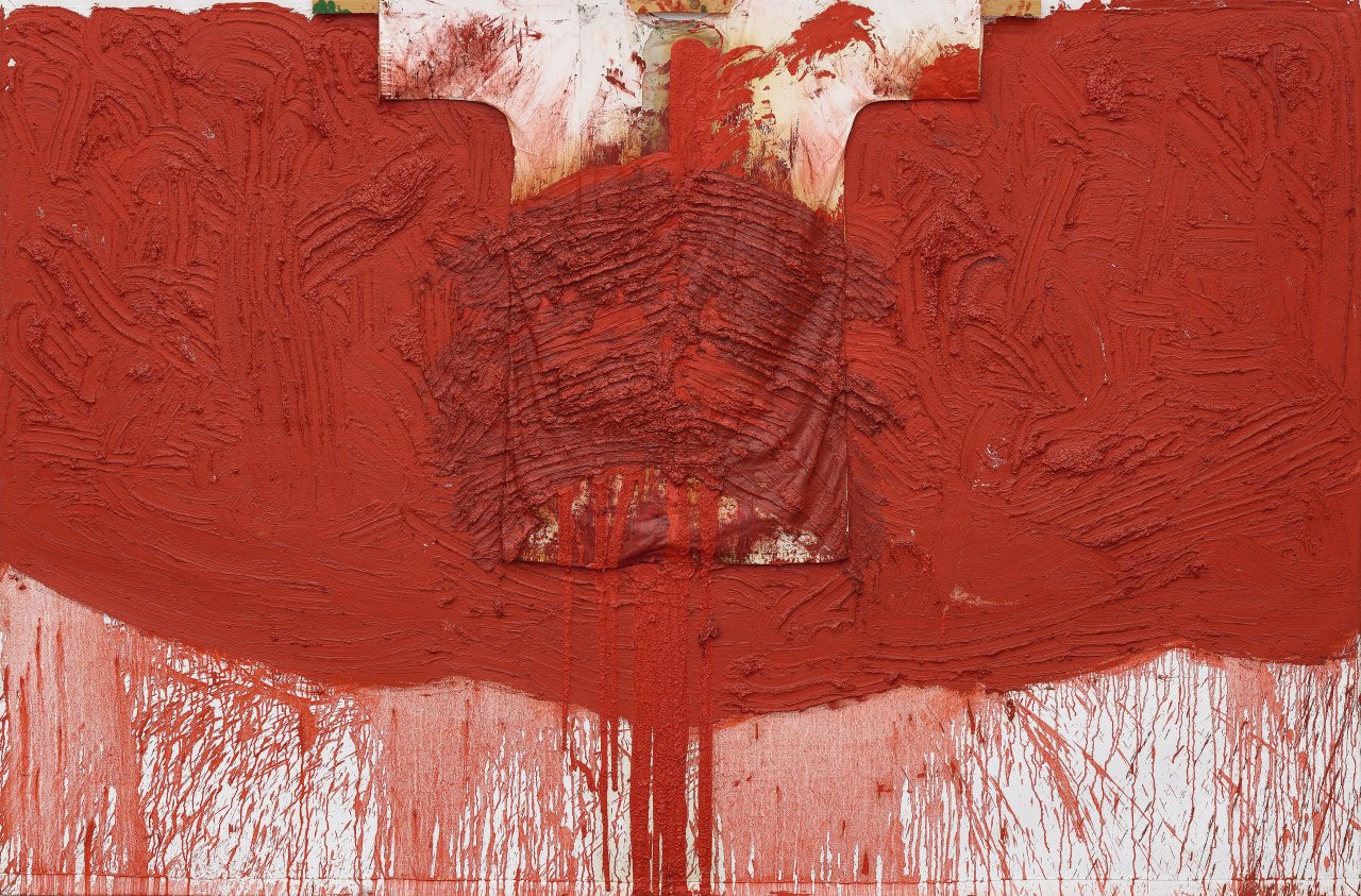 Auf diesem Bild ist das folgende Kunstwerk zu sehen: Hermann Nitsch. Kreuzwegstation. 1992.