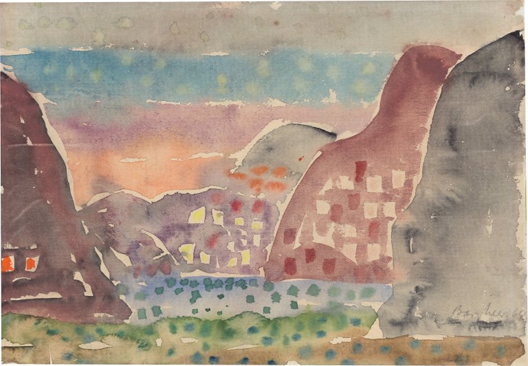 Auf diesem Bild ist das folgende Kunstwerk zu sehen: Eduard Bargheer. „Nächtliches Lugano“. 1964.