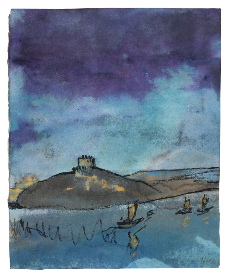 This picture shows the following artwork: Emil Nolde. Küstenlandschaft mit Segelbooten.