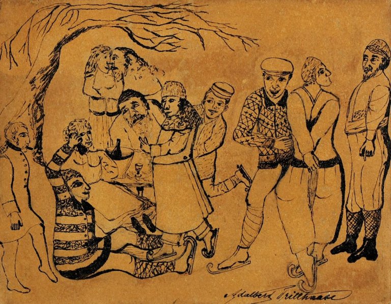 Auf diesem Bild ist das folgende Kunstwerk zu sehen: Adalbert Trillhaase. Vergnügen auf dem Eis.