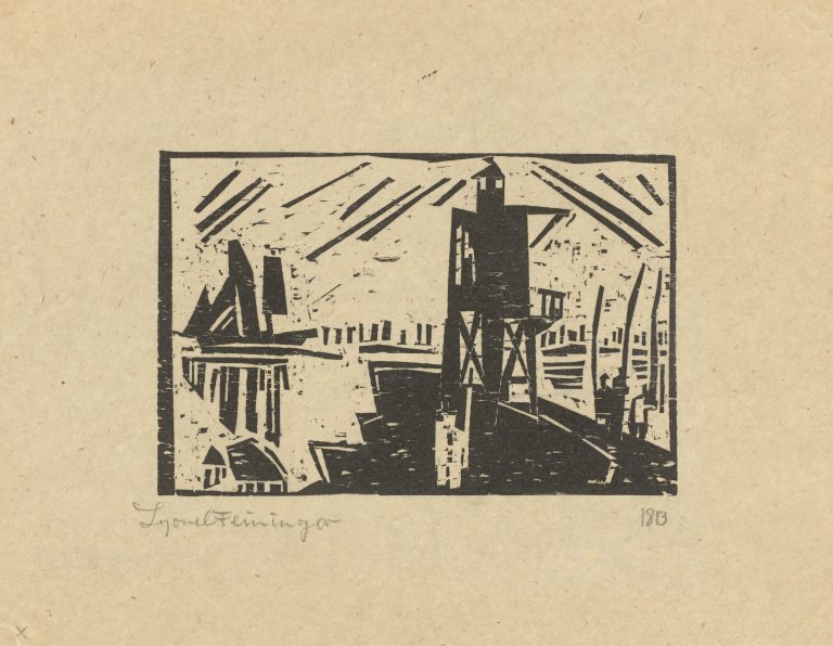 Auf diesem Bild ist das folgende Kunstwerk zu sehen: Lyonel Feininger. „Leuchtbake“. 1918.