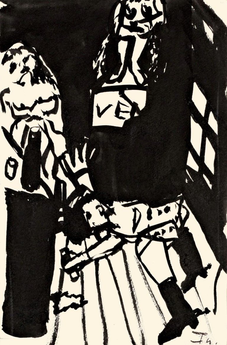 Auf diesem Bild ist das folgende Kunstwerk zu sehen: Klaus Fußmann. „Der trunkene Sokolow“. (Vor) 1981.
