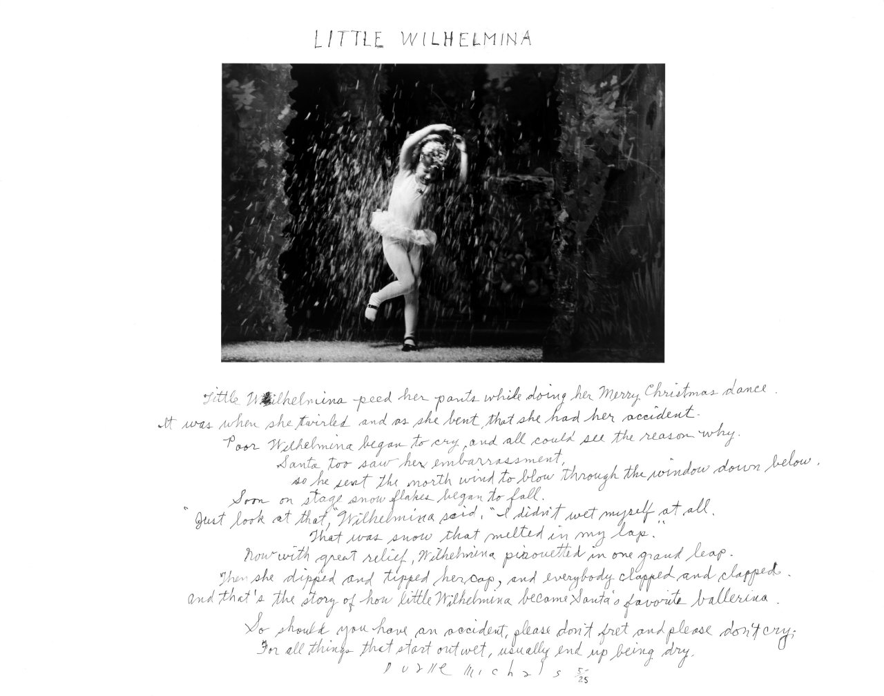 Auf diesem Bild ist das folgende Kunstwerk zu sehen: Duane Michals. „Little Wilhelmina“. Um 1993.