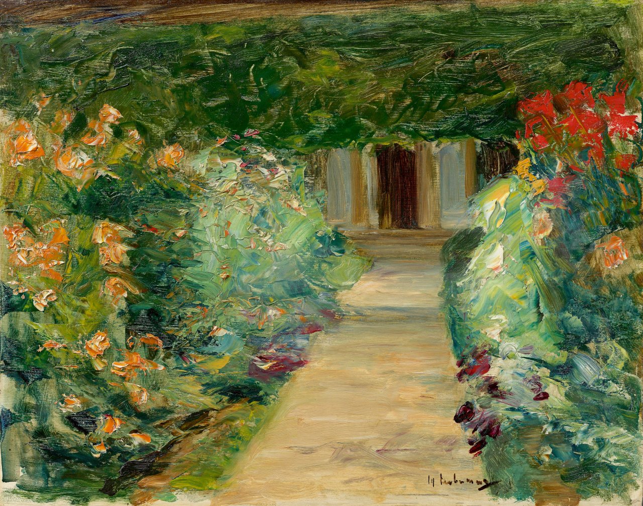 Auf diesem Bild ist das folgende Kunstwerk zu sehen: Max Liebermann. „Der Nutzgarten in Wannsee nach Osten“. 1924 (?).