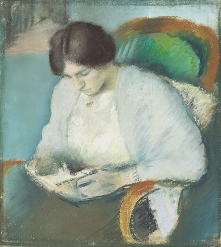 Auf diesem Bild ist das folgende Kunstwerk zu sehen: August Macke. „Porträt Elisabeth Gerhardt“. 1909.