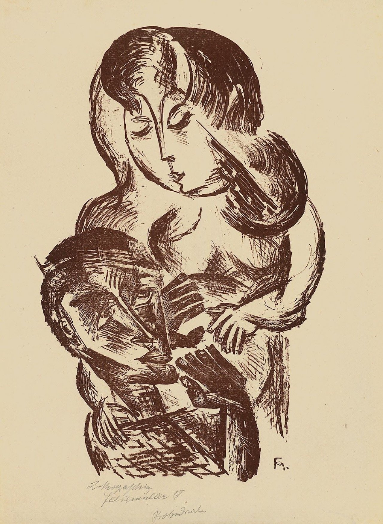 Auf diesem Bild ist das folgende Kunstwerk zu sehen: Conrad Felixmüller. „Liebesfrucht“. 1918.