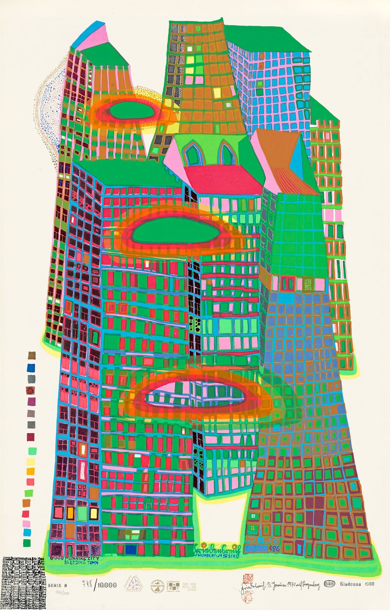 Auf diesem Bild ist das folgende Kunstwerk zu sehen: Friedensreich Hundertwasser. „Good Morning City“. 1969/70.