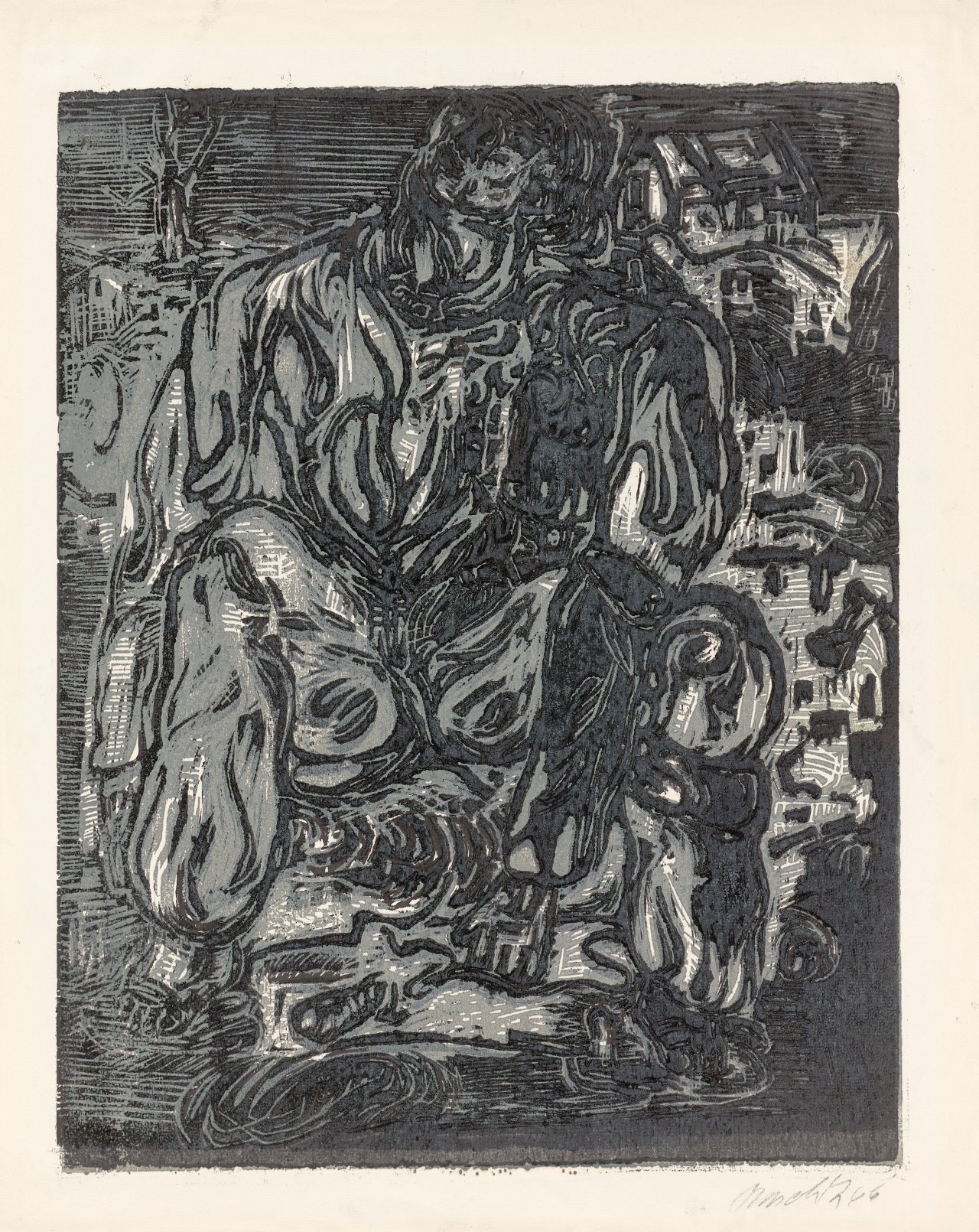 Auf diesem Bild ist das folgende Kunstwerk zu sehen: Georg Baselitz. Ohne Titel. 1966.